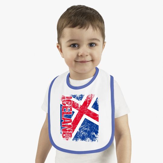 Iceland Flag Vintage Distressed Baby Bib
