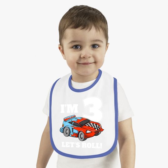 Race Car 3rd Birthday Boy 3 Three Toddler Racing Car Driver Baby Bib