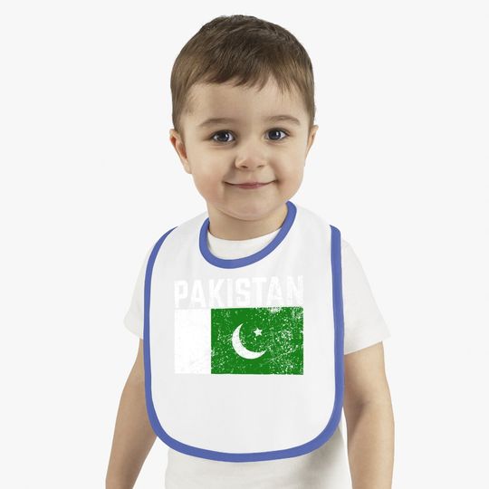 Pakistan Flag Vintage Baby Bib