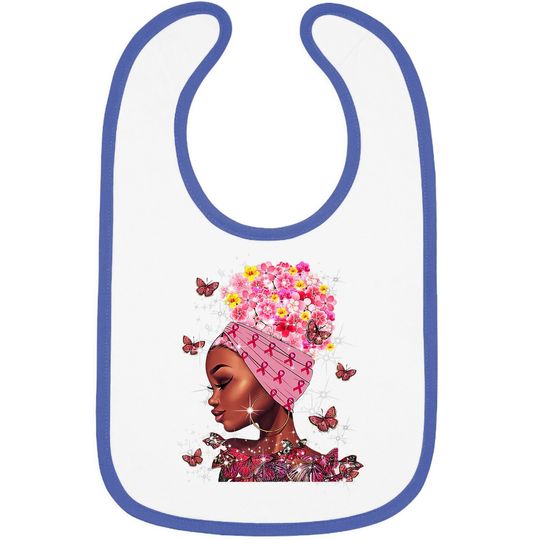 In October We Wear Pink Black Woman Breast Cancer Awareness Baby Bib
