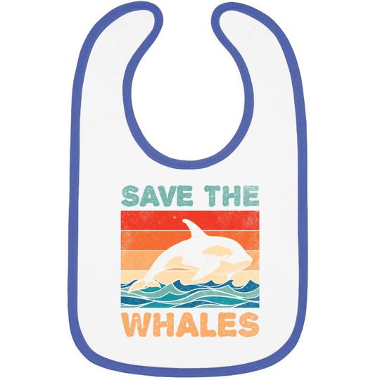 Save The Whales Retro Vintage Orca Whale Baby Bib