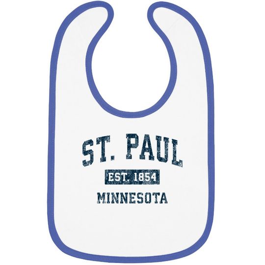 St. Paul Minnesota Mn Vintage Sports Design Navy Print Baby Bib