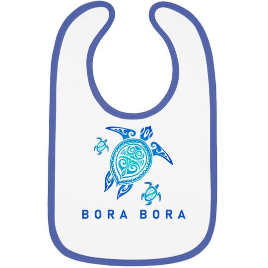 Bora Bora Sea Blue Tribal Turtle Baby Bib