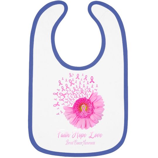 Faith Hope Love Pink Daisy Flower Breast Cancer Awareness Baby Bib