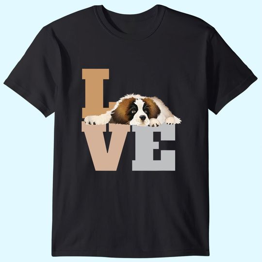 St Bernard Lazy Puppy Dog Slobbers On Word T-Shirt