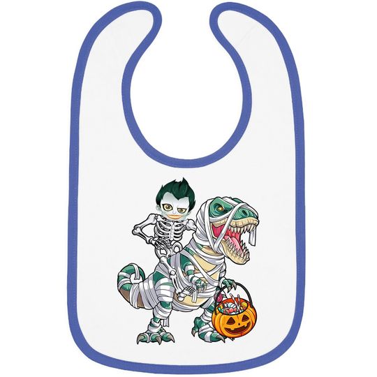 Skeleton Riding Mummy Dinosaur T-rex Halloween Joker Baby Bib