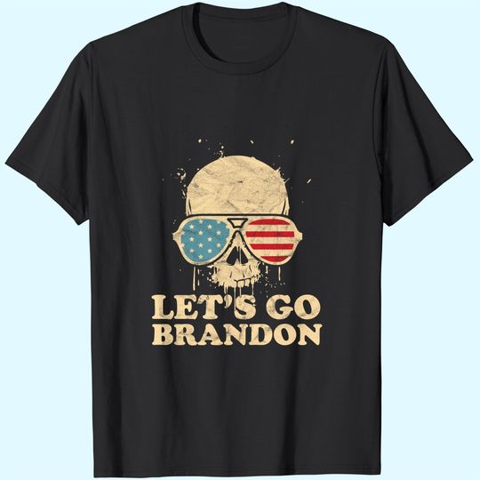Let's Go Brandon Skull American Flag T-Shirt