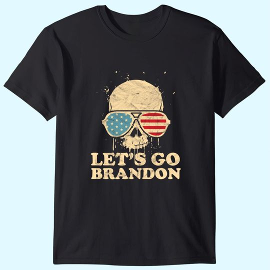 Let's Go Brandon Skull American Flag T-Shirt
