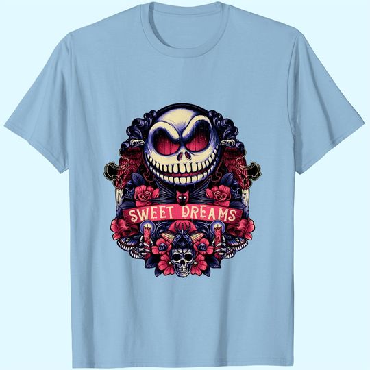 Nightmare Before Christmas T-Shirt Jack Skellington Skull Face Sweet Dream T-Shirt for Men