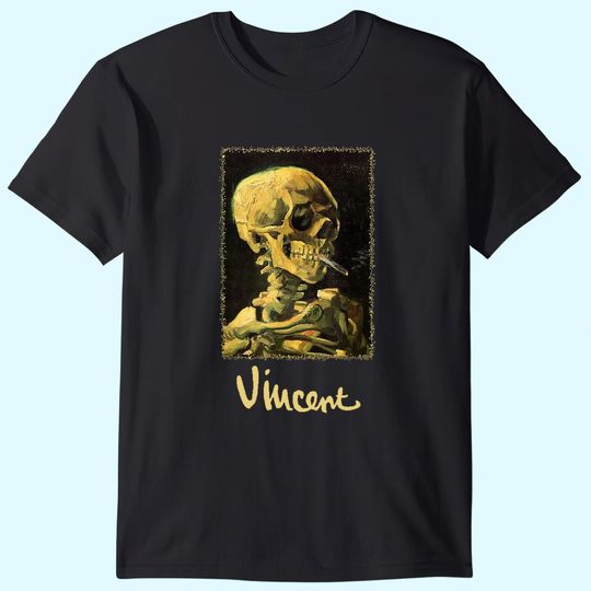 Skeleton Burning Cigarette By Vincent Van Gogh T-Shirt