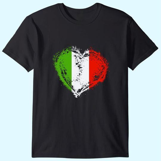 Vintage Italy Heart Shape Italian Flag T Shirt