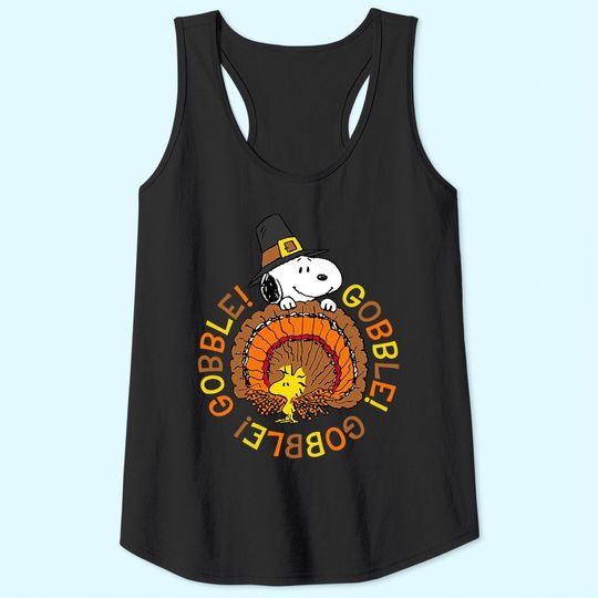 Snoopy And Woodstock Peanuts Thanksgiving Gobble Tank Tops