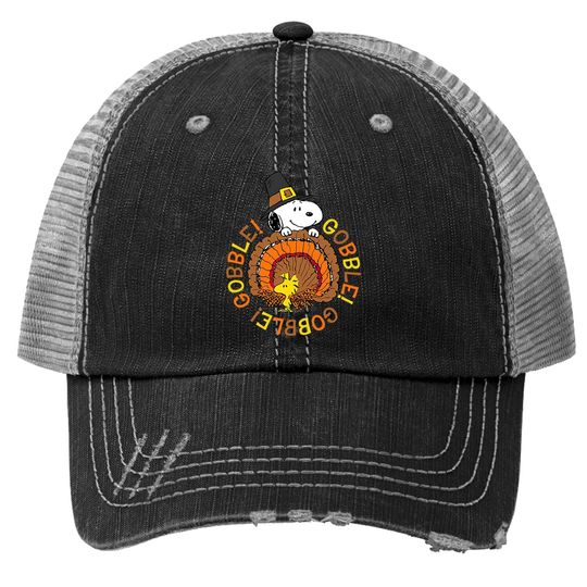 Snoopy And Woodstock Peanuts Thanksgiving Gobble Trucker Hats