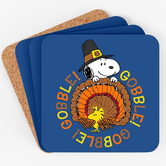 Snoopy And Woodstock Peanuts Thanksgiving Gobble Coasters