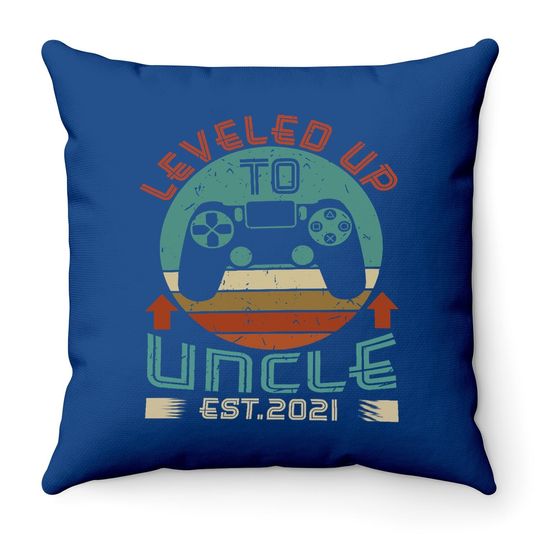 Promoted To Uncle Est 2021 Leveled Up Funny Throw Pillow