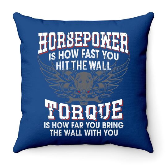 Mechanic Throw Pillow Horsepower Torque Funny Throw Pillow