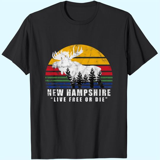 New Hampshire Live Free Or Die Vintage Moose Forest T-Shirt