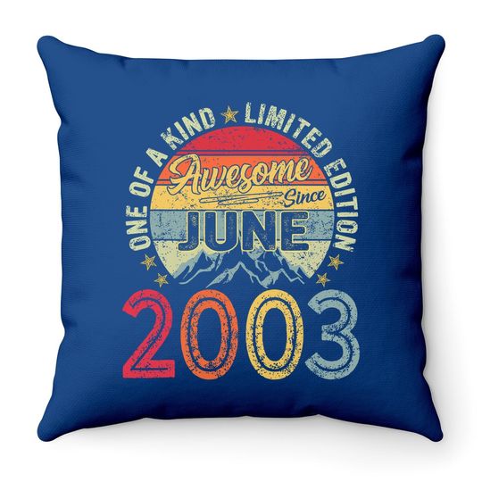 Vintage June 2003 Decorations 18th Birthday 18 Years Old Throw Pillow