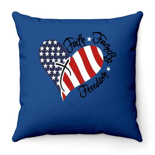 American Flag Print Throw Pillow Faith Family Freedom Short Sleeve Blouse Throw Pillow Tops