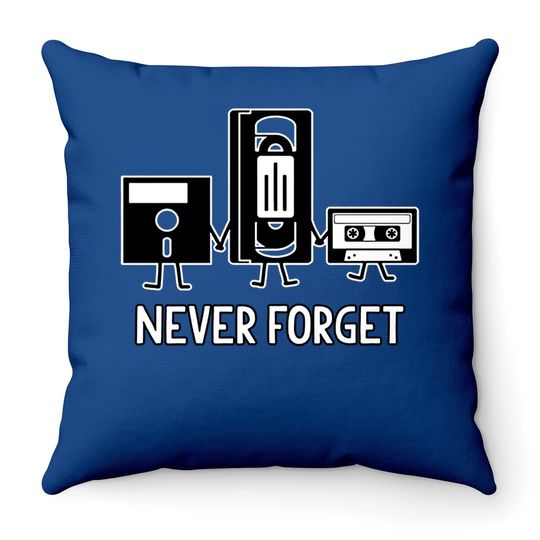 Never Forget Retro Vintage Cassette Tape Graphic Novelty Funny Throw Pillow