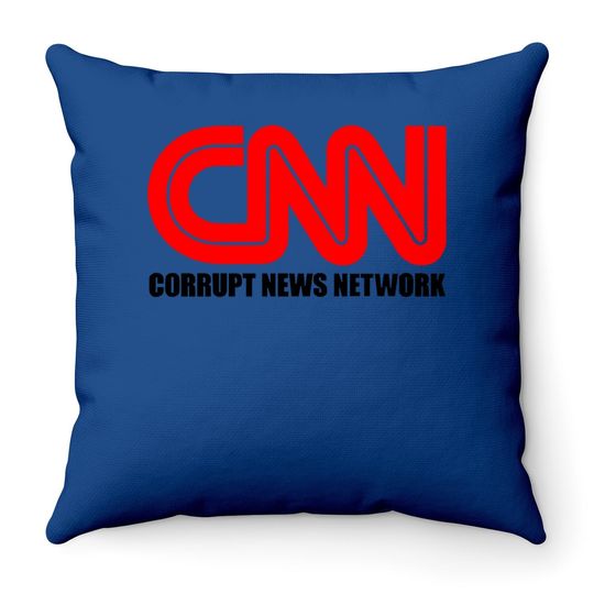Cnn Corrupt News Network On A Black Throw Pillow