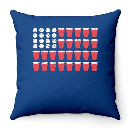 American Flag Beer Pong Throw Pillow Funny Fourth Of July Drinking Throw Pillow For Guys