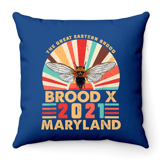 Cicada Throw Pillow Great Eastern Brood X 2021 Maryland