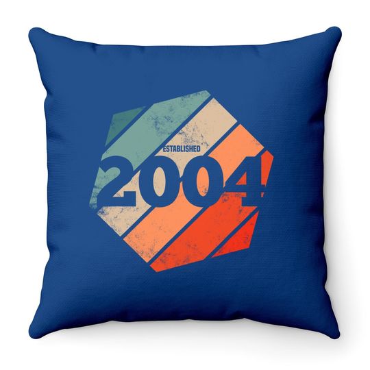 Established 2004 Vintage 17th Birthday Gift Retro Est 2004 Throw Pillow