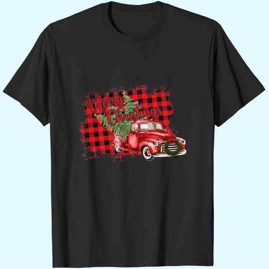Merry Christmas Red Truck Vintage T-Shirts