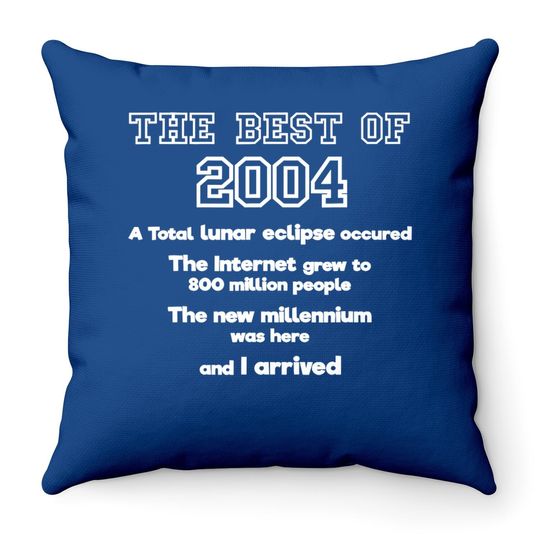 2004 17th Birthday Throw Pillow Gift For 17 Year Old Boys / Girls Throw Pillow