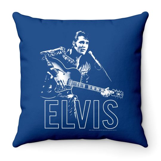 Elvis Presley The King Rock Guitar In Hand Adult Throw Pillow