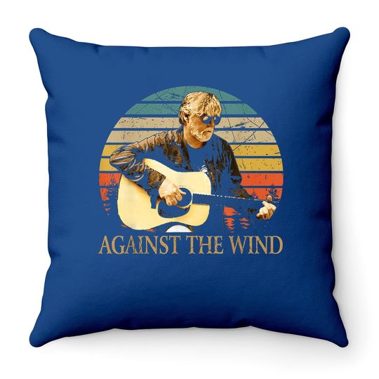 Vintage Retro Bob Arts Seger Love Musician Against The Wind Throw Pillow