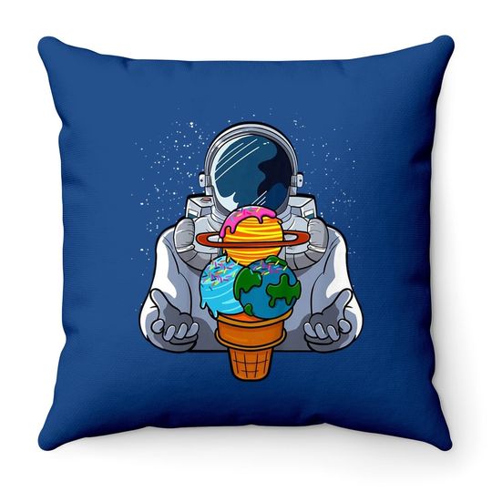 Ice Cream Astronaut Lover Space Planet Sorbet Galaxy Gelato Throw Pillow