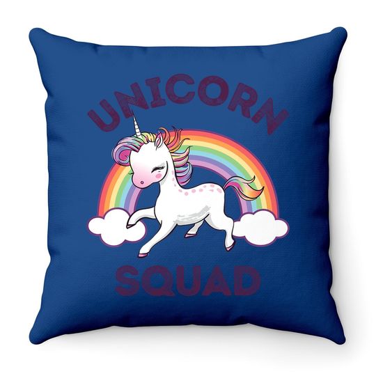 Unicorn Squad Throw Pillow Girls Rainbow Unicorns Queen Gift Throw Pillow