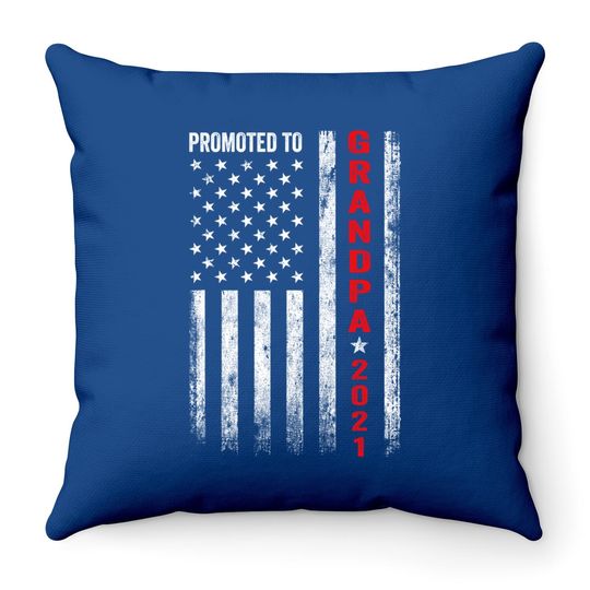 Promoted To Grandpa 2021 For First Time Fathers New Dad Gift Throw Pillow