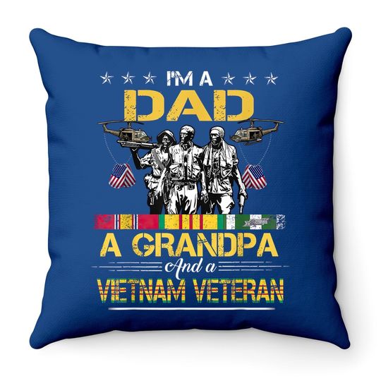 Dad Grandpa Vietnam Veteran Vintage Throw Pillow Military Throw Pillow