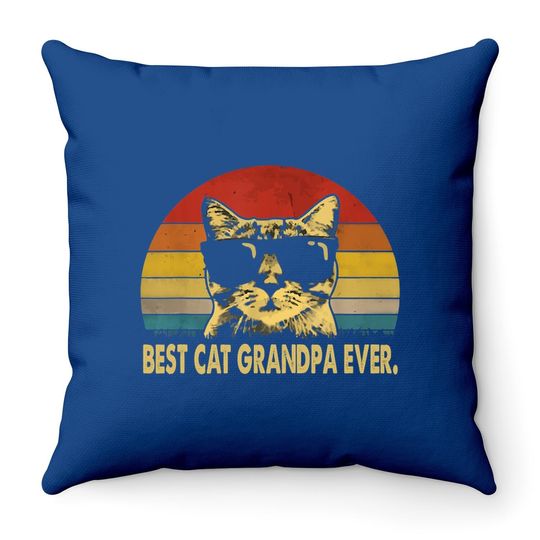 Best Cat Grandpa Ever Vintage T Throw Pillow Father's Day Throw Pillow Throw Pillow