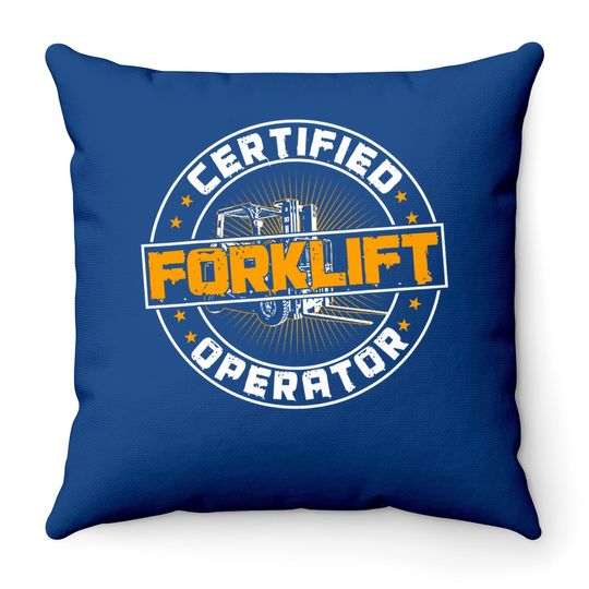 Certified Forklift Operator Funny Forklift Driver Premium Throw Pillow