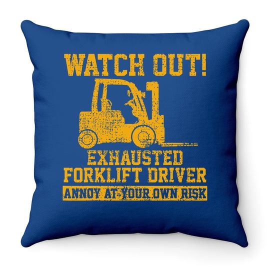 Forklift Driver Watch Out Gift Vintage Throw Pillow