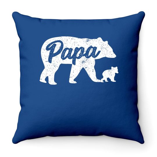 Vintage Papa Father Bear With 1 Cub Father's Day Throw Pillow