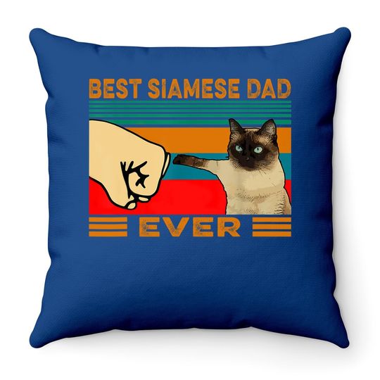 Vintage Best Siamese Cat Dad Ever Throw Pillow