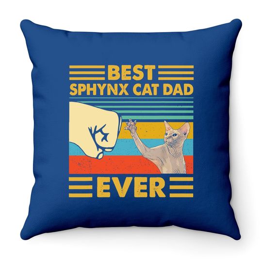 Best Sphynx Cat Dad Ever Retro Vintage Sunset Throw Pillow