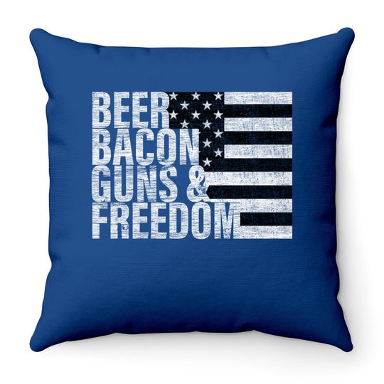 Cigars Bourbon Guns & Freedom Throw Pillow Flag Throw Pillow