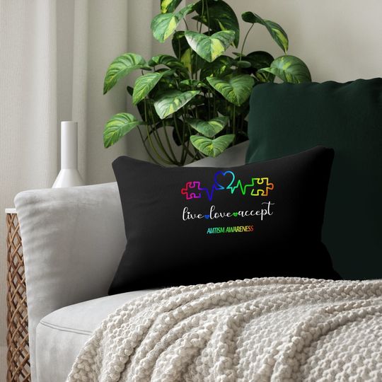 Live Love Accept Autism Awareness Lumbar Pillow