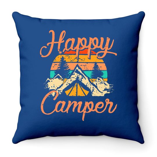 Happy Camper Throw Pillow Throw Pillow Funny Cute Camper Throw Pillow Throw Pillow For Camper Throw Pillow Throw Pillow Graphic Letter Print Throw Pillow Throw Pillow