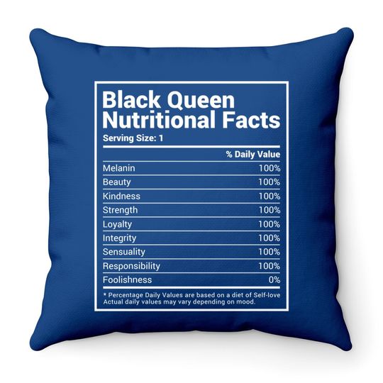 Black Queen Nutrition Facts Proud Black History Month Pride Throw Pillow