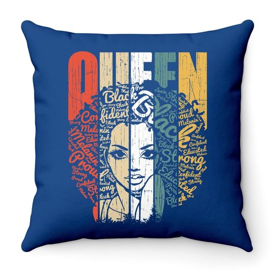 African American Throw Pillow For Educated Strong Black Woman Queen Throw Pillow