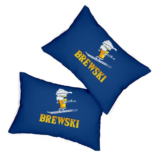 Brewski Skiing Beer Lumbar Pillow