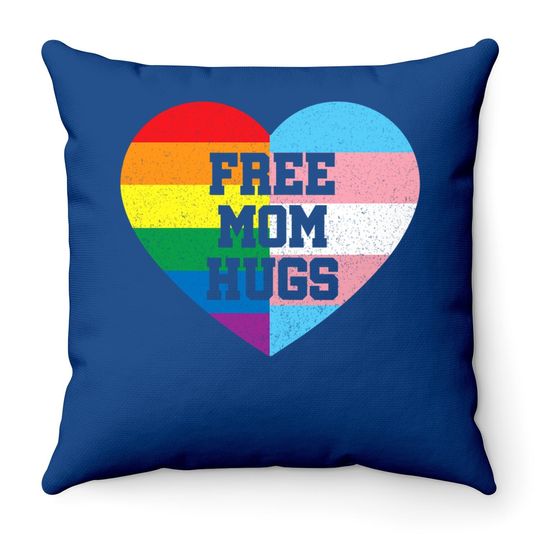 Free Mom Hugs Throw Pillow Gay Pride Gift Transgender Rainbow Flag Throw Pillow