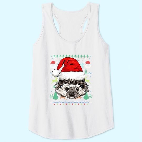 Hedgehog Ugly Christmas Santa Tank Tops